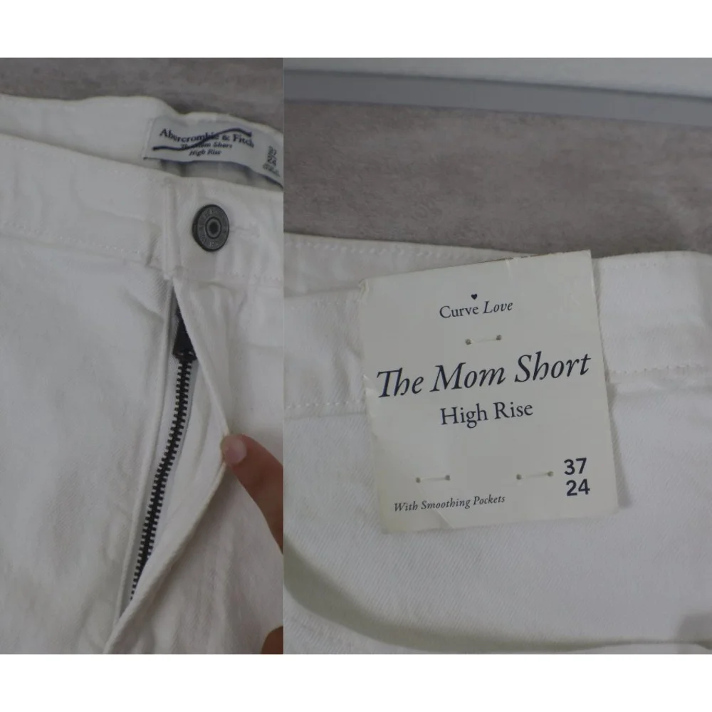 Abercrombie & Fitch Women Size 24 White Curve Love High Rise Mom Denim Shorts